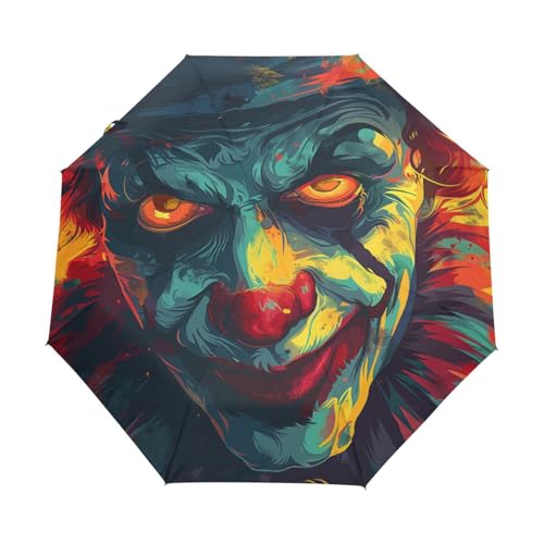 Zucker Clown Schädel Regenschirm Taschenschirm Kinder Jungen Mädchen UV-Schutz Auf-Zu Automatik Umbrella Verstärkt Winddichte Zusammenklappbar von Niigeu