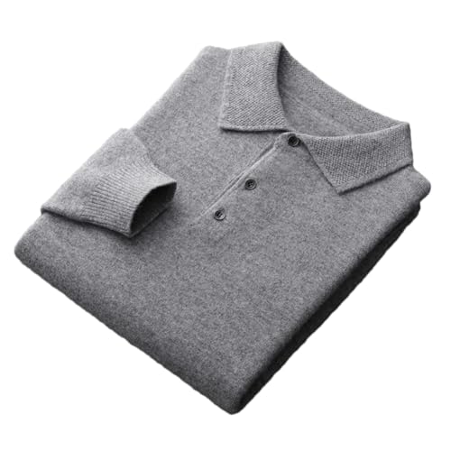 100% Merino Wolle Polo Sweater Herren Solide Gestrickte Polokragen Pullover Tops Business Casual Pullover, grau, Medium 100% Merino Wolle Polo Sweater Herren Solide Gestrickte Polokragen Pullover Tops Business Casual Pullover, grau, Medium von Niiyyjj