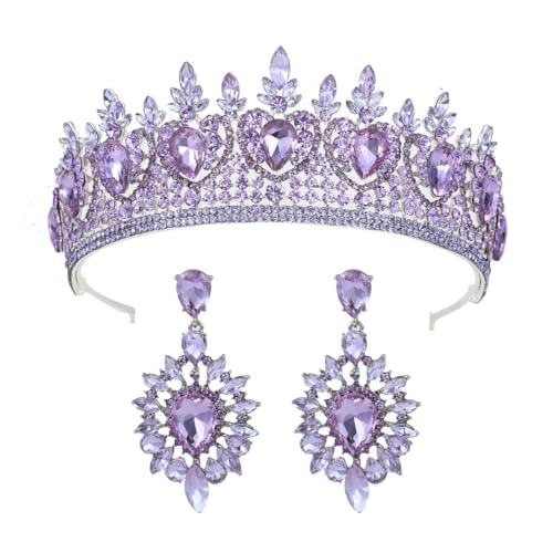 Braut-Tiara-Kronen-Set Hochzeit Stirnband mit Ohrringen Strass Haarschmuck für Braut Brautjungfer C2 von Niiyyjj