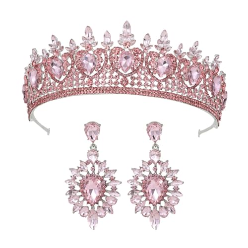 Braut-Tiara-Kronen-Set Hochzeit Stirnband mit Ohrringen Strass Haarschmuck für Braut Brautjungfer C3 von Niiyyjj