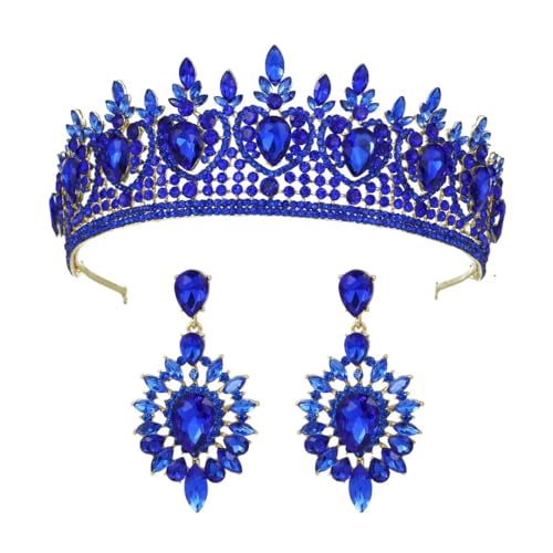 Braut-Tiara-Kronen-Set Hochzeit Stirnband mit Ohrringen Strass Haarschmuck für Braut Brautjungfer C5 von Niiyyjj