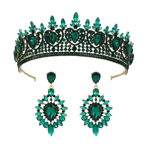 Braut-Tiara-Kronen-Set Hochzeit Stirnband mit Ohrringen Strass Haarschmuck für Braut Brautjungfer C6 von Niiyyjj