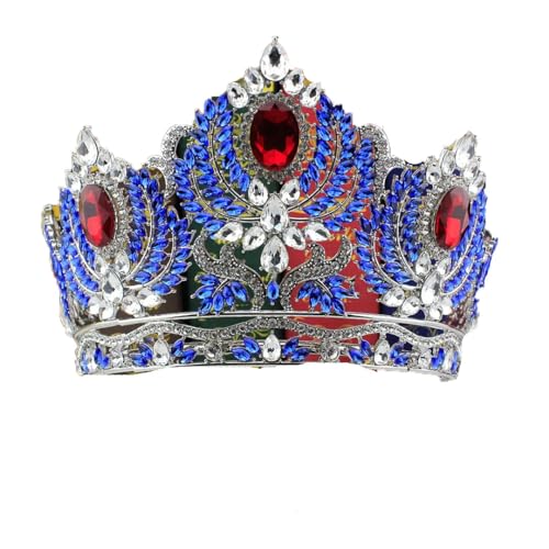 Brautschmuck Hochzeit Krone Braut Haarschmuck Strass Tiara Kopfschmuck Vintage Stirnband Verstellbar Blau von Niiyyjj