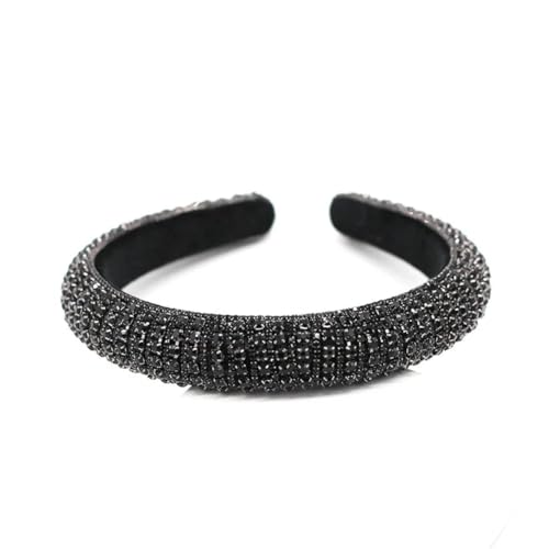 Buntes Strass-Stirnband für Damen, weich gepolstert, Pailletten-Kette, Haarschmuck, Schwarz von Niiyyjj