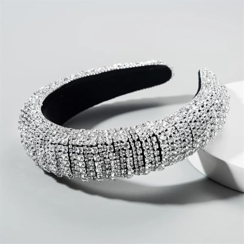 Buntes Strass-Stirnband für Damen, weich gepolstert, Pailletten-Kette, Haarschmuck, Weiß Buntes Strass-Stirnband für Damen, weich gepolstert, Pailletten-Kette, Haarschmuck, Weiß von Niiyyjj