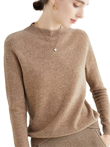 Damen Kaschmir Pullover Casual Loose Knit Sweater Tops Female Inside Pullover, Khaki, S von Niiyyjj