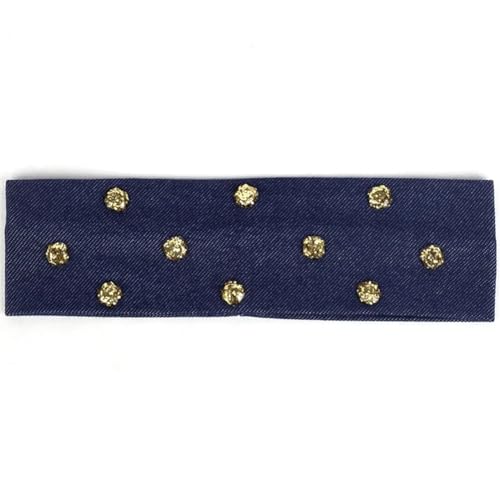 Damen-Stirnband, Harz, Pailletten, Perlen, Strass, elastisches Haar-Accessoire, goldfarben, marineblau von Niiyyjj