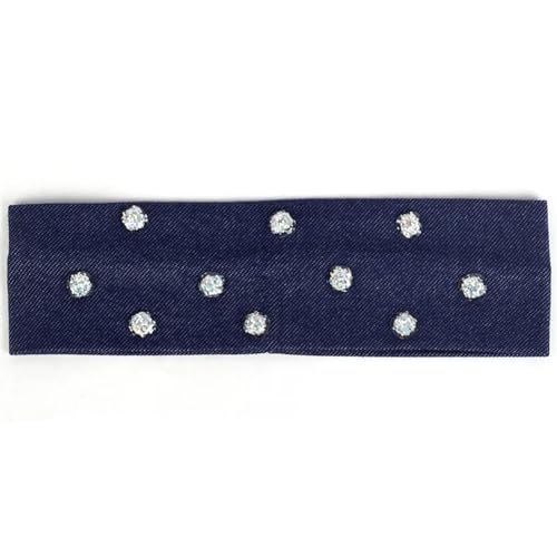 Damen-Stirnband, Harz, Pailletten, Perlen, Strass, elastisches Haar-Accessoire, silberfarben, marineblau von Niiyyjj