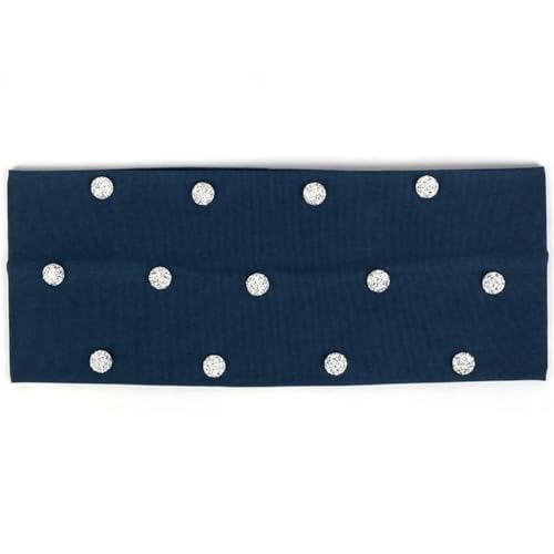 Damen-Stirnband, einfarbig, Strass, flach, dehnbar, modisch, Turban-Stirnband, Marineblau / Silber von Niiyyjj