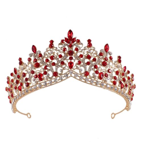 Diadem mit Perlen besetzt, Strass, Krone, Hochzeit, Braut, Haarschmuck für Damen, Party, Perlen, Kopfbedeckung, Gold, Rot Diadem mit Perlen besetzt, Strass, Krone, Hochzeit, Braut, Haarschmuck für Damen, Party, Perlen, Kopfbedeckung, Gold, Rot von Niiyyjj
