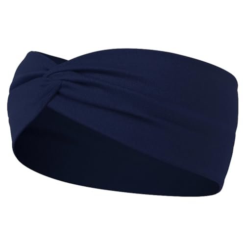 Einfarbige Haarbänder für Damen, Leopardenmuster, elastisch, Vintage-Turban, Marineblau von Niiyyjj