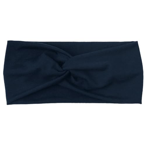 Elastische Retro-Stirnbänder für Damen, Baumwolle, Stretch, Turban, Haarschmuck, Kopfbedeckung, breite Kopfbedeckung, Dunkelblau von Niiyyjj