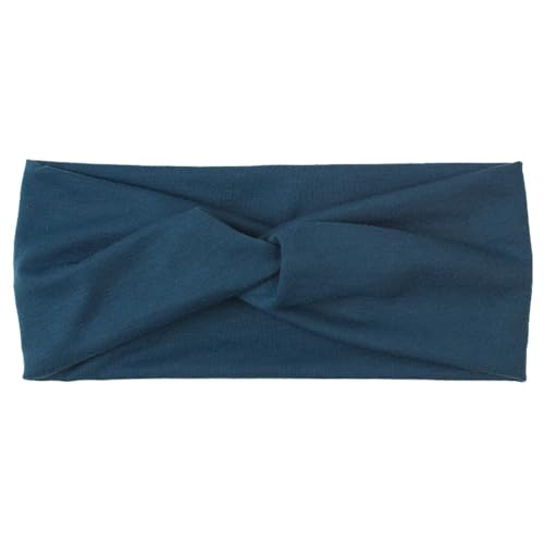 Elastische Retro-Stirnbänder für Damen, Baumwolle, Stretch, Turban, Haarschmuck, Kopfbedeckung, breite Kopfbedeckung, Marineblau von Niiyyjj