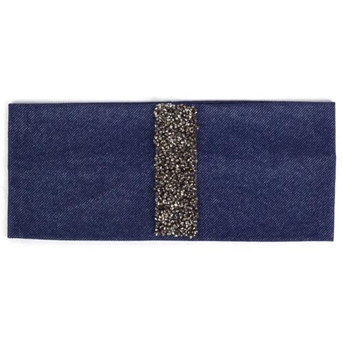 Elastisches Haarband für Damen, einfarbig, modisch, Strass, Haarbänder, Turban, Grau, Marineblau von Niiyyjj