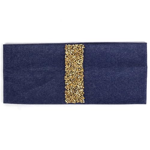 Elastisches Haarband für Damen, einfarbig, modisch, Strass, Haarbänder, Turban, goldfarben, Marineblau von Niiyyjj