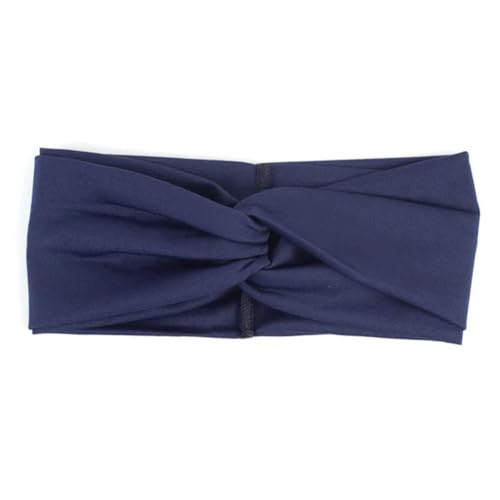 Gedrehtes Haarband für Damen, Boho-Stil, Blumenmuster, breit, dehnbar, elastisch, Turban-Blume, Spa, Stirnbänder, Marineblau von Niiyyjj