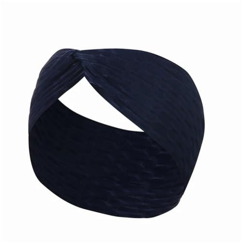 Gedrehtes Haarband für Damen, einfarbig, weich, breit, Turban, elastisch, Haarschmuck, Kopfbedeckung, Marineblau von Niiyyjj