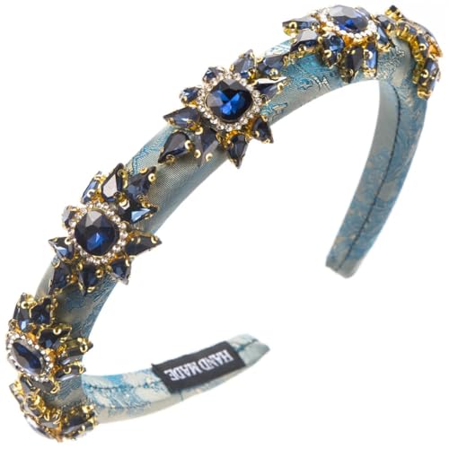 Glitzer-Strass-Stirnband für Damen, modisch, mit Schmucksteinen, dünn, Vintage-Haarschmuck, Marineblau Glitzer-Strass-Stirnband für Damen, modisch, mit Schmucksteinen, dünn, Vintage-Haarschmuck, Marineblau von Niiyyjj