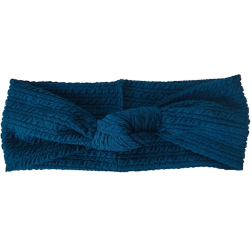 Haarband für Damen, Boho-Stil, gefaltet, gestreift, elastisch, weich, lässig, Turban-Wickel, Dunkelblau von Niiyyjj