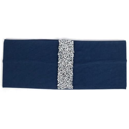 Haarband für Damen, Strass, Haarband, Mädchen, Haarschmuck, Bohemian-Haarband, Baumwolle, elastisch, silberfarben, marineblau von Niiyyjj