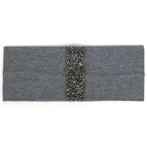 Haarreif für Damen, Strass, Haarband, Mädchen, Haarschmuck, Bohemian-Haarband, Baumwolle, elastisch, Grau, Dunkelgrau von Niiyyjj