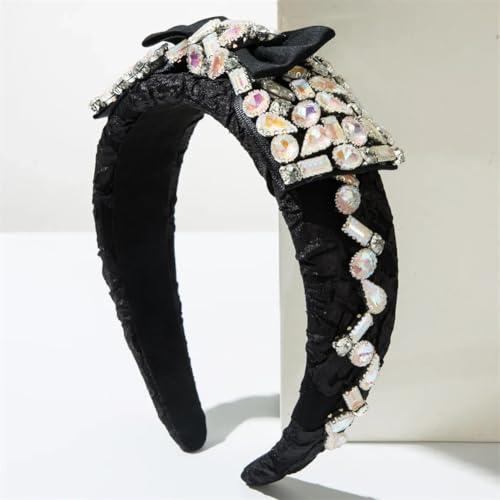 Haarreif für Damen, mit Strass-Schleife, weich gepolstert, für Hochzeit, Party, Schmuck, Kette, Haarband, AB von Niiyyjj