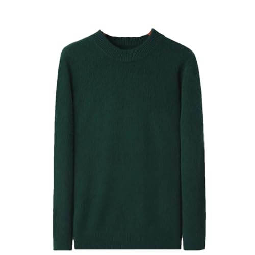 Herren 100% Nerz Kaschmir Pullover Verdicken Gestrickte Rundhals Pullover Tops Langarm Solide Pullover, Blackish Gn, XX-Large von Niiyyjj