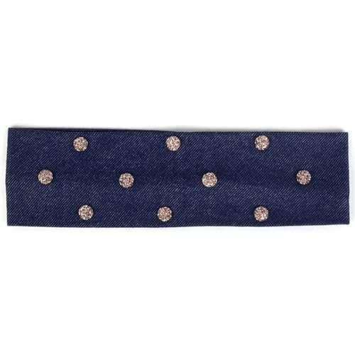 Lässiges Denim-Haarband mit Strasssteinen, für Mädchen, dehnbar, flach, Turban, Haar-Accessoires, Gold, Marineblau von Niiyyjj