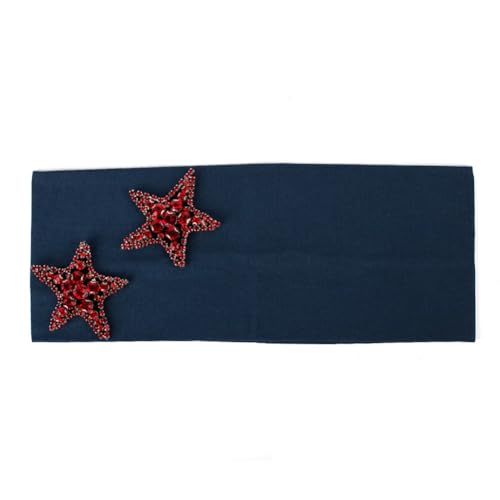 Lässiges einfarbiges elastisches Haarband für Damen, modisch, Baumwolle, Sterne, Strass, Haarband, Rot, Marineblau von Niiyyjj
