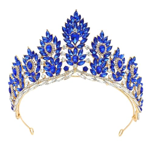 Lila Braut Tiara Krone Vintage Strass Hochzeit Kopfschmuck Festzug Party Haarschmuck Stirnband Gold Blau von Niiyyjj