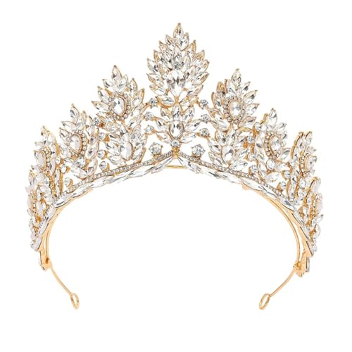 Lila Braut Tiara Krone Vintage Strass Hochzeit Kopfschmuck Festzug Party Haarschmuck Stirnband Gold Weiß von Niiyyjj