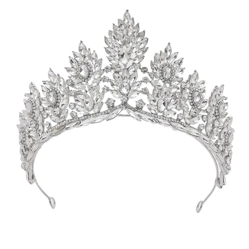 Lila Braut Tiara Krone Vintage Strass Hochzeit Kopfschmuck Festzug Party Haarschmuck Stirnband Silber Weiß von Niiyyjj