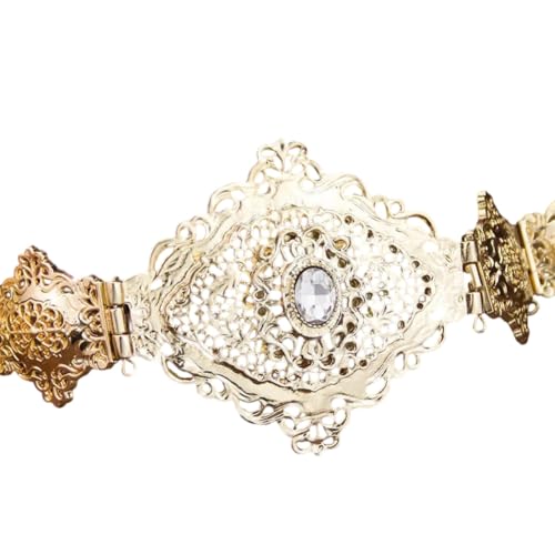Marokko-Kaftan-Gürtel, Taillenkette für Damen, arabischer Brautschmuck, ausgehöhlte Blume, Metallbund, Einheitsgröße, Strass Strasssteine Zinklegierung Marokko-Kaftan-Gürtel, Taillenkette für Damen, arabischer Brautschmuck, ausgehöhlte Blume, Metallbund, Einheitsgröße, Strass Strasssteine Zinklegierung von Niiyyjj
