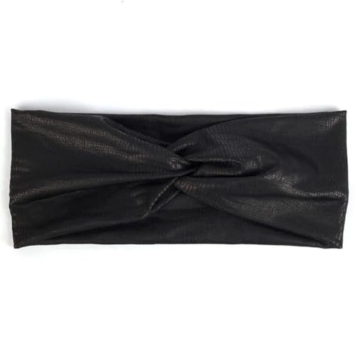 Modische breite Stirnbänder für Damen, flach, Turban, gestrickt, für Mädchen, Wickelschleife, Haarband, Spa-Stirnband, 006, Schwarz von Niiyyjj