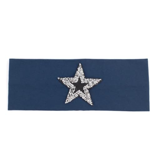 Modisches Damen-Haarband mit Sternen, Strasssteinen, einfarbig, Turban, elastisch, flach, Marineblau, Größe M von Niiyyjj