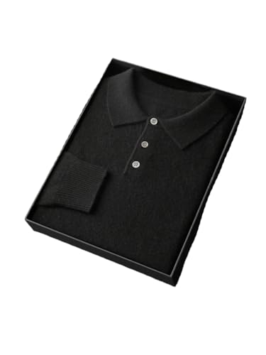 Niiyyjj 100% Kaschmir Strickpullover Pullover Winter Herbst Polo Pullover Einfarbig Volle Hülse Pullover, Schwarz , X-Large von Niiyyjj