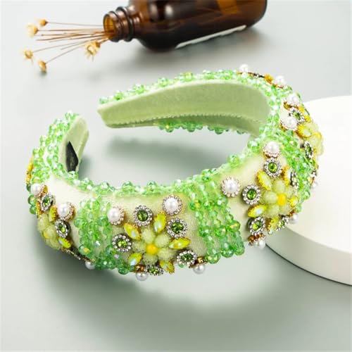 Niiyyjj 794 Damen-Haarband, Strass, Perlen, Turban, breit, gepolstert, weich, dick von Niiyyjj