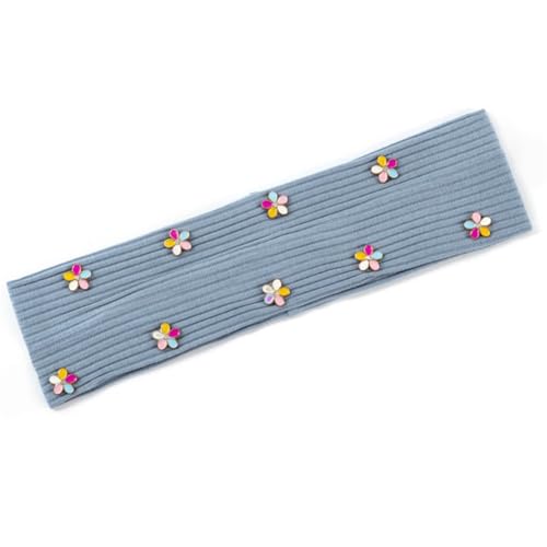 Niiyyjj Blumen-Nieten-Stirnbänder für Damen, Baumwolle, flach, Sport, elastisch, für Mädchen, Blau, 1 von Niiyyjj