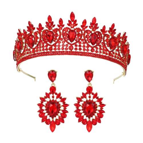 Niiyyjj Braut-Tiara-Kronen-Set Hochzeit Stirnband mit Ohrringen Strass Haarschmuck für Braut Brautjungfer C4 von Niiyyjj