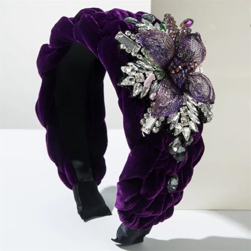 Niiyyjj Breite Strass-Stirnbänder für Damen, Boho-Stil, Vintage-Stil, handgefertigter Schmuck, Haarband, Zubehör, Violett Niiyyjj Breite Strass-Stirnbänder für Damen, Boho-Stil, Vintage-Stil, handgefertigter Schmuck, Haarband, Zubehör, Violett von Niiyyjj