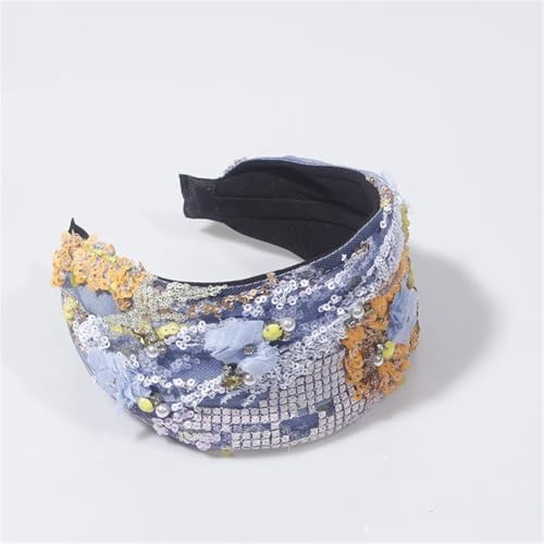 Niiyyjj Breiter Haarreif für Damen, mit Pailletten, handgefertigt, Brautschmuck, Krone, Zubehör, Strass, Kopfschmuck, Blau Niiyyjj Breiter Haarreif für Damen, mit Pailletten, handgefertigt, Brautschmuck, Krone, Zubehör, Strass, Kopfschmuck, Blau von Niiyyjj