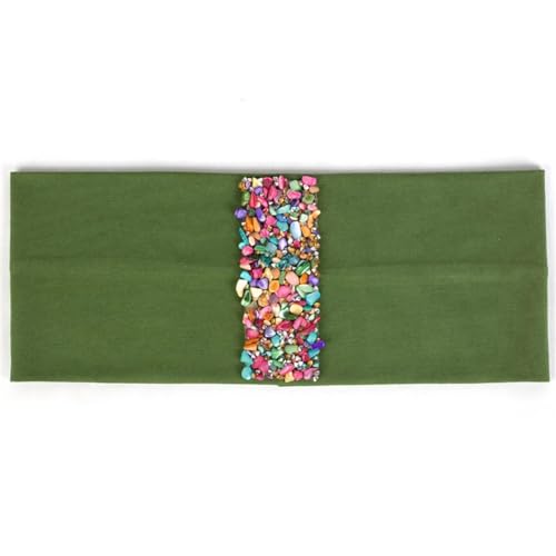 Niiyyjj Bunte Strass-Haarbänder für Damen, Boho-Stil, weich, elastisch, Party, Turban, Armee, GN von Niiyyjj