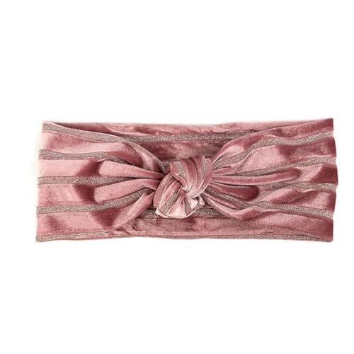 Niiyyjj Bunte gestreifte Velours-Haarbänder für Damen, geknotete Kopfbedeckung, Boho, gerippt, elastisch, Party-Turban, Rosa von Niiyyjj