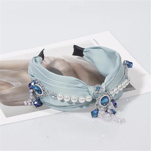 Niiyyjj Damen-Haarbänder mit Strass, geknotet, Lünette, Turban, elastisch, gekreuzte Schleife, Haarbänder, Schmuck, Haarreifen, Blau Niiyyjj Damen-Haarbänder mit Strass, geknotet, Lünette, Turban, elastisch, gekreuzte Schleife, Haarbänder, Schmuck, Haarreifen, Blau von Niiyyjj