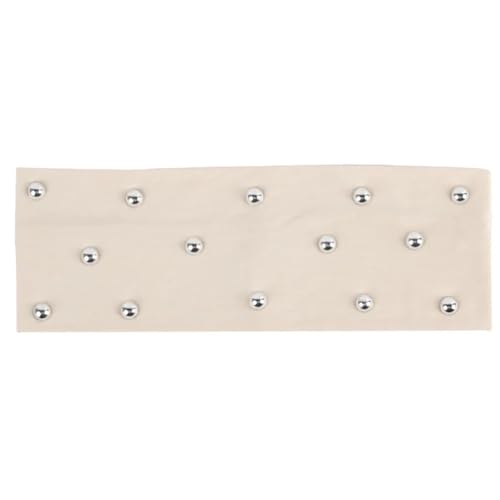 Niiyyjj Damen-Haarband, Baumwolle, flach, Perlen, Strass, Stirnbänder, Mädchen, Stretch-Haarband, Turban, Wickeltuch, Silber/Beige, W von Niiyyjj