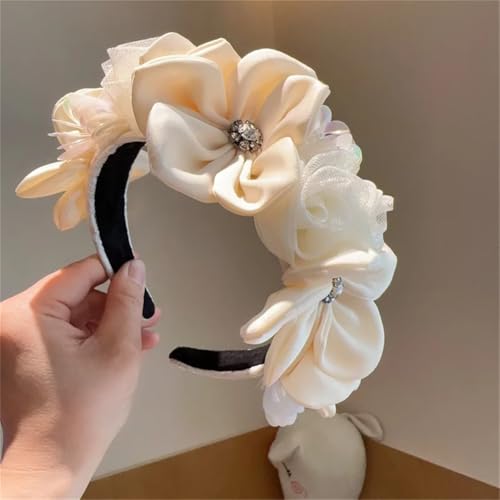 Niiyyjj Damen-Haarband, einfarbig, Braut-Stirnband, gelockte Blumen, Haarschmuck, Weiß Niiyyjj Damen-Haarband, einfarbig, Braut-Stirnband, gelockte Blumen, Haarschmuck, Weiß von Niiyyjj