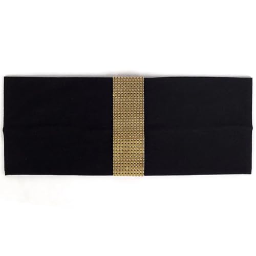 Niiyyjj Damen-Haarband aus Baumwolle, Metall, geometrisch, lässig, elastisch, flach, Party-Stirnbänder, Schwarz / Gold von Niiyyjj