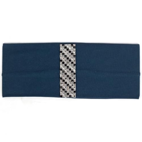 Niiyyjj Damen-Kopfbedeckung, Turban, elastisch, mit Strasssteinen, Marineblau, Silber von Niiyyjj