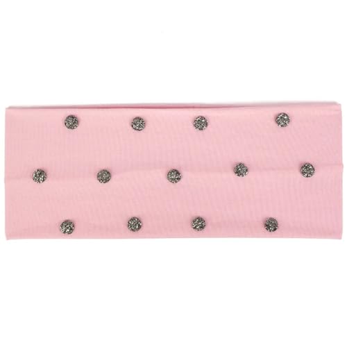 Niiyyjj Damen-Kopfbedeckung, einfarbig, Strass, flach, dehnbar, modisch, Turban-Stirnband, Rosa/Grau von Niiyyjj