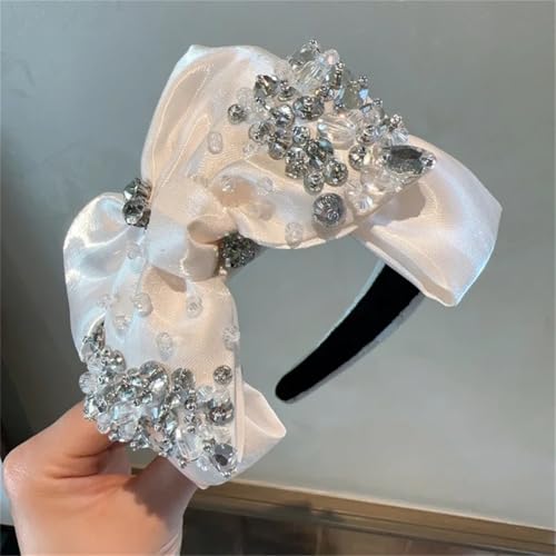 Niiyyjj Damen Kopfbedeckung mit seitlichem Knoten, große Schleife, Paillettenhaar, Hochzeit, Party, Rhinstone, Haarschmuck, Weiß Niiyyjj Damen Kopfbedeckung mit seitlichem Knoten, große Schleife, Paillettenhaar, Hochzeit, Party, Rhinstone, Haarschmuck, Weiß von Niiyyjj